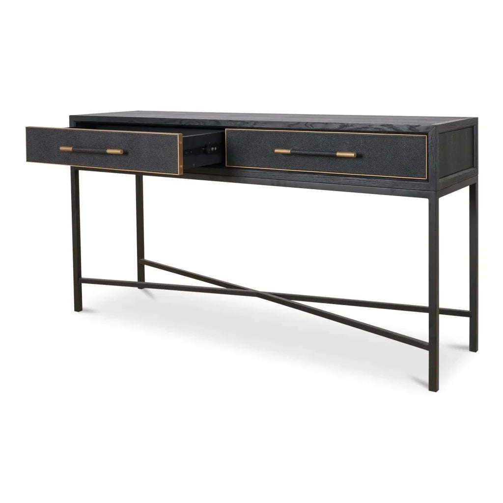 Mako Black With Solid Oak Console Table - LOOMLAN - Moe's Home - Console Tables