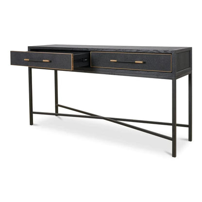 Mako Black With Solid Oak Console Table - LOOMLAN - Moe's Home - Console Tables