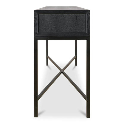 Mako Black With Solid Oak Console Table - LOOMLAN - Moe's Home - Console Tables