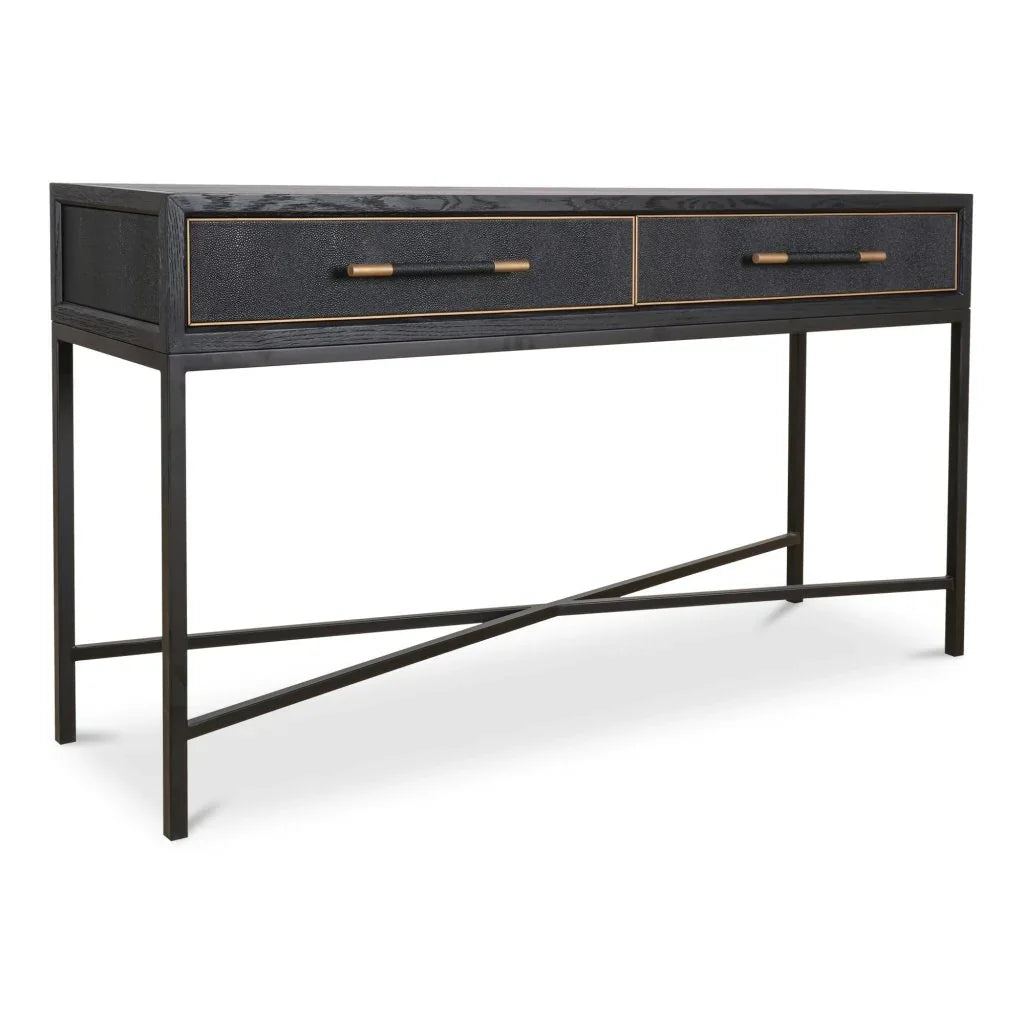 Mako Black With Solid Oak Console Table - LOOMLAN - Moe's Home - Console Tables