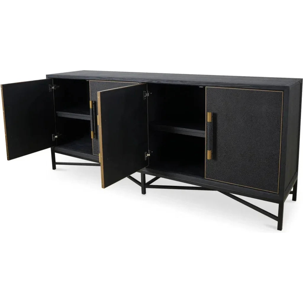 Mako Brass and Solid Oak Black Sideboard - LOOMLAN - Moe's Home - Sideboards