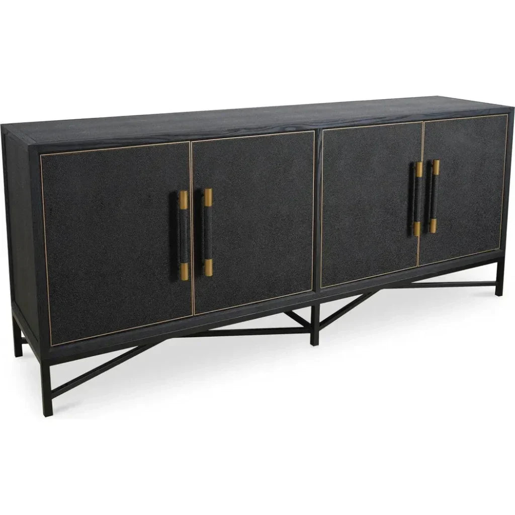 Mako Brass and Solid Oak Black Sideboard - LOOMLAN - Moe's Home - Sideboards
