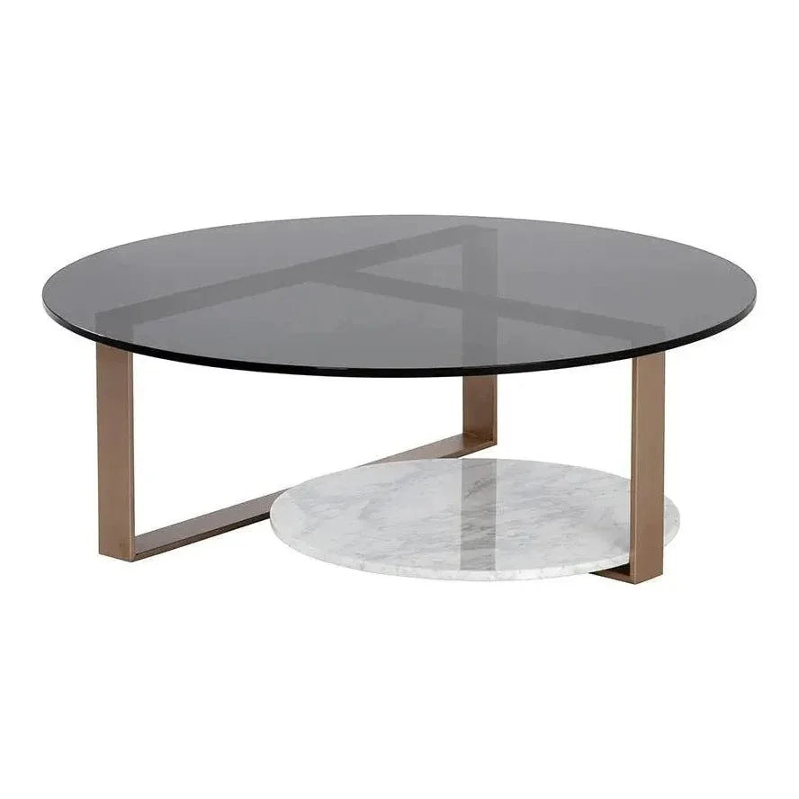 Maldini Coffee Table Glass Top Brass - LOOMLAN - SUNPAN - Coffee Tables