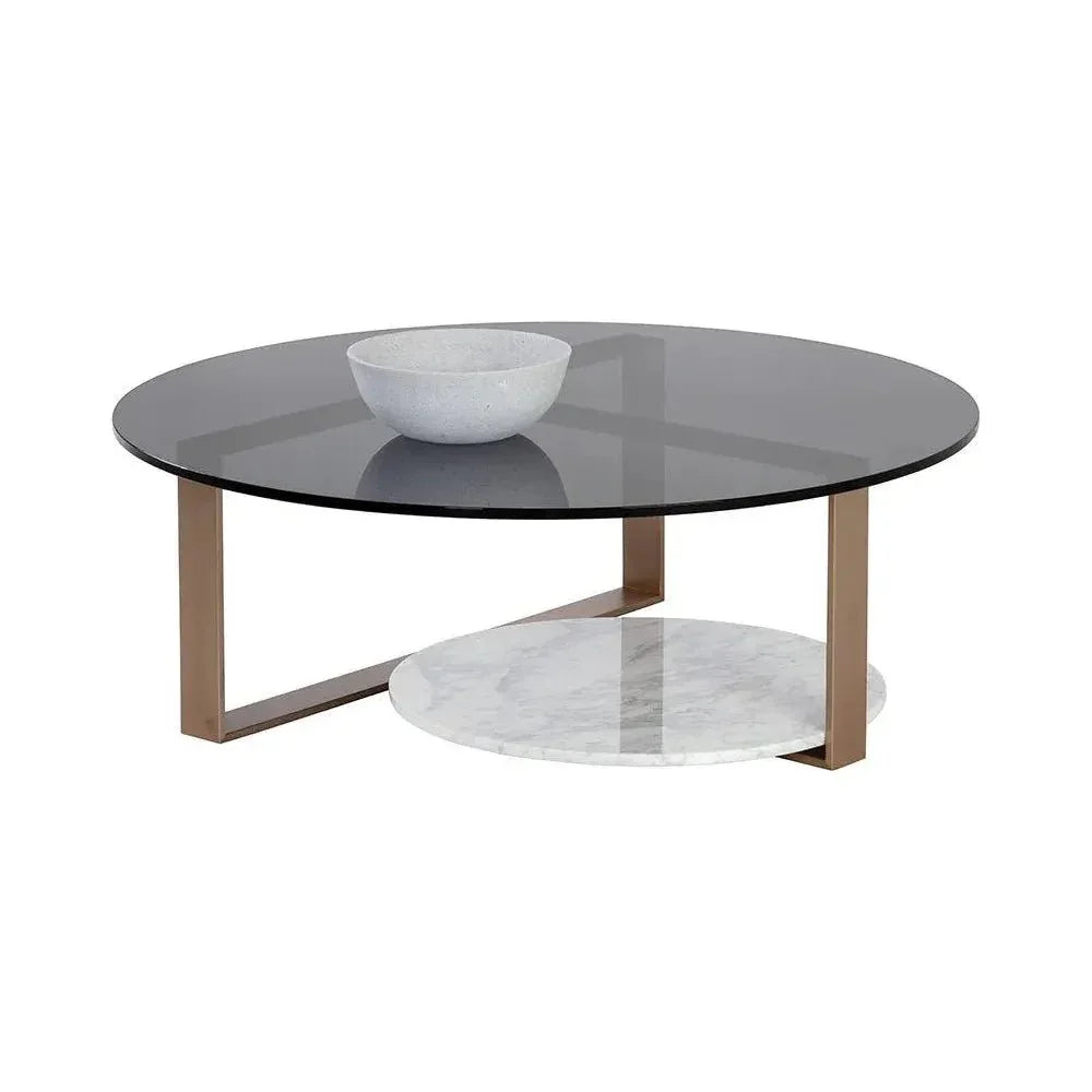 Maldini Coffee Table Glass Top Brass - LOOMLAN - SUNPAN - Coffee Tables