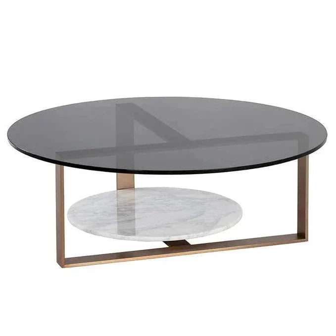 Maldini Coffee Table Glass Top Brass - LOOMLAN - SUNPAN - Coffee Tables
