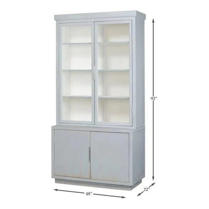 Maldives 2 Glass Doors Bookcase Eros Blue - LOOMLAN - Sarreid - Buffets & Curios