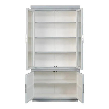 Maldives 2 Glass Doors Bookcase Eros Blue - LOOMLAN - Sarreid - Buffets & Curios