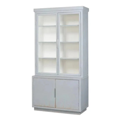 Maldives 2 Glass Doors Bookcase Eros Blue - LOOMLAN - Sarreid - Buffets & Curios