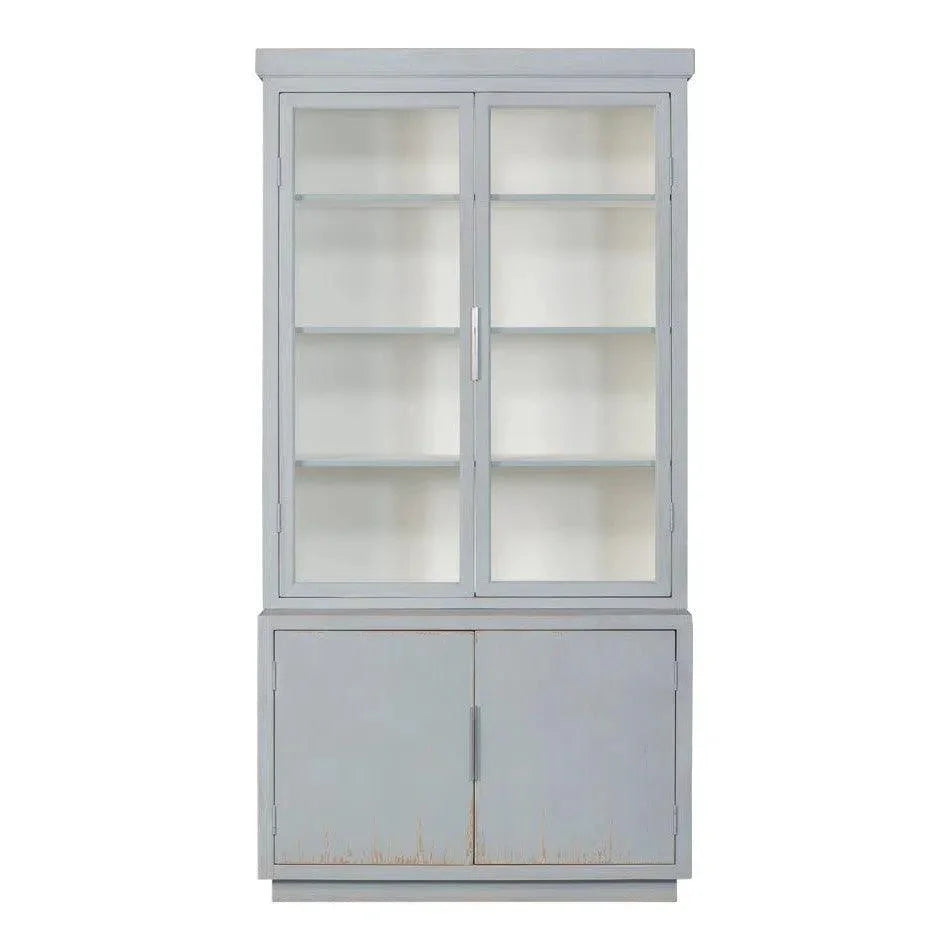 Maldives 2 Glass Doors Bookcase Eros Blue - LOOMLAN - Sarreid - Buffets & Curios
