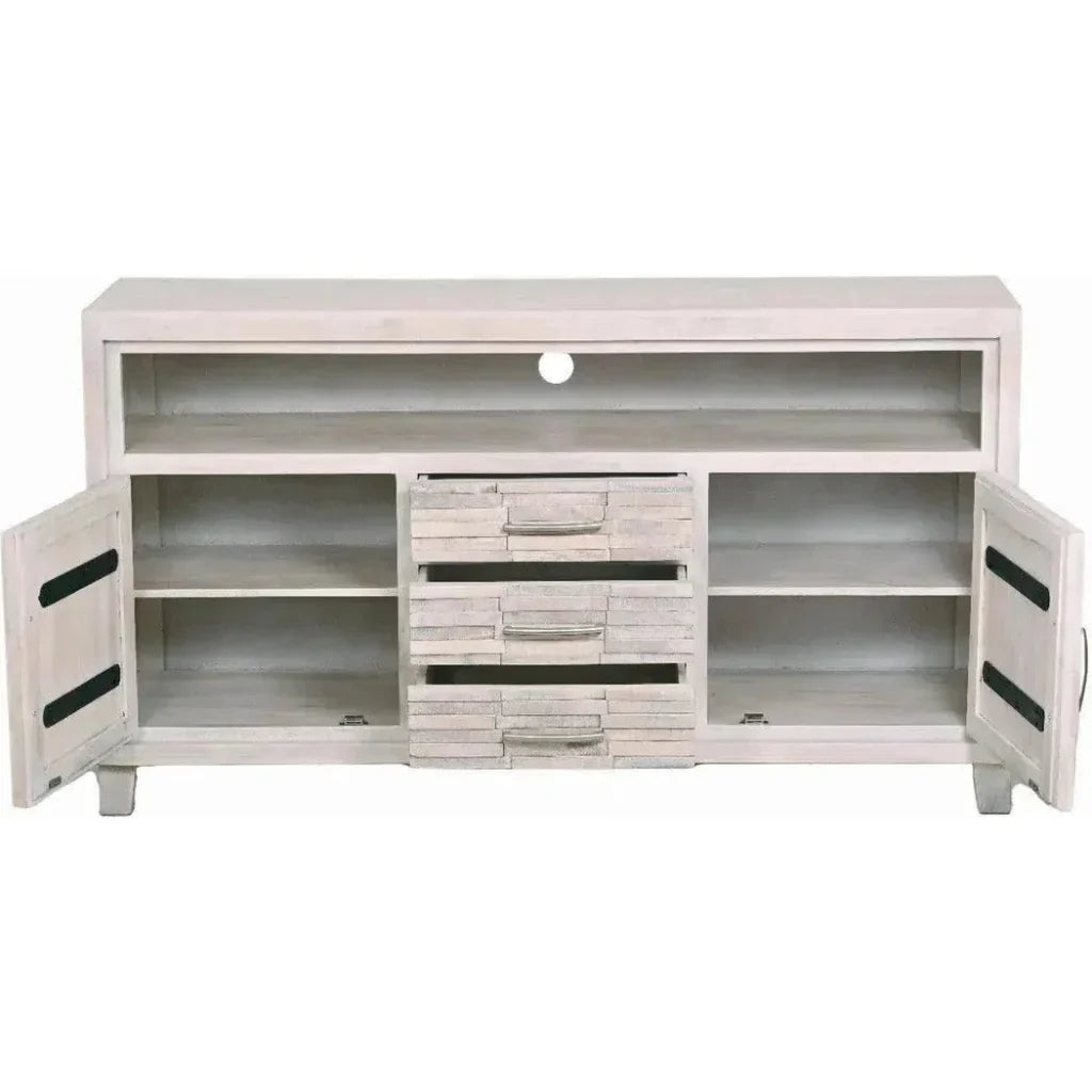 Reclaimed wood planked style whitewashed Cabinet - LOOMLAN - LOOMLAN - TV Stands & Media Centers