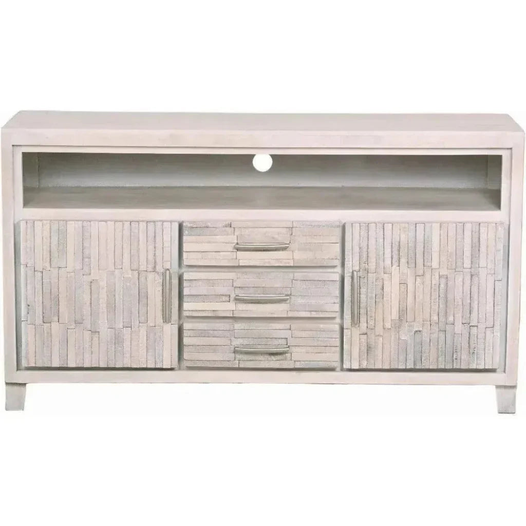 Reclaimed wood planked style whitewashed Cabinet - LOOMLAN - LOOMLAN - TV Stands & Media Centers