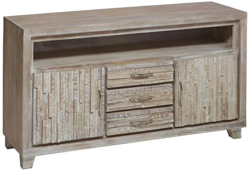Reclaimed wood planked style whitewashed Cabinet - LOOMLAN - LOOMLAN - TV Stands & Media Centers