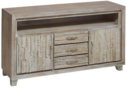 Reclaimed wood planked style whitewashed Cabinet - LOOMLAN - LOOMLAN - TV Stands & Media Centers
