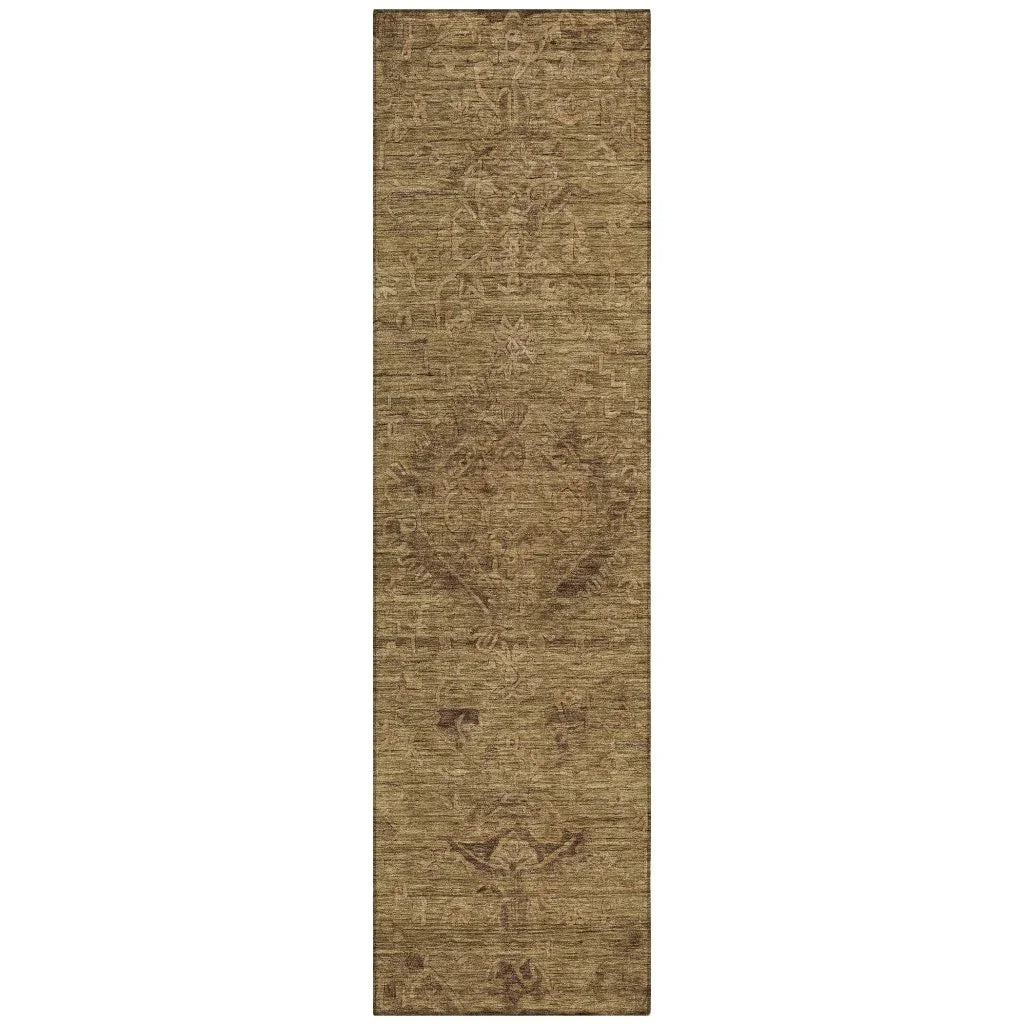Malia Brown Washable Indoor-Outdoor Rug-Outdoor Rugs-LOOMLAN Rugs-2'3" x 7'6"-LOOMLAN