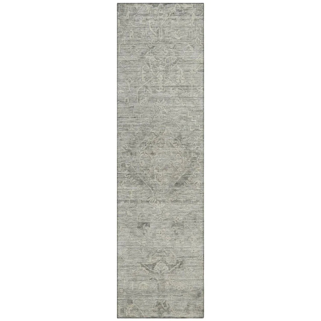 Malia Gray Washable Indoor-Outdoor Rug-Outdoor Rugs-LOOMLAN Rugs-2'3" x 7'6"-LOOMLAN