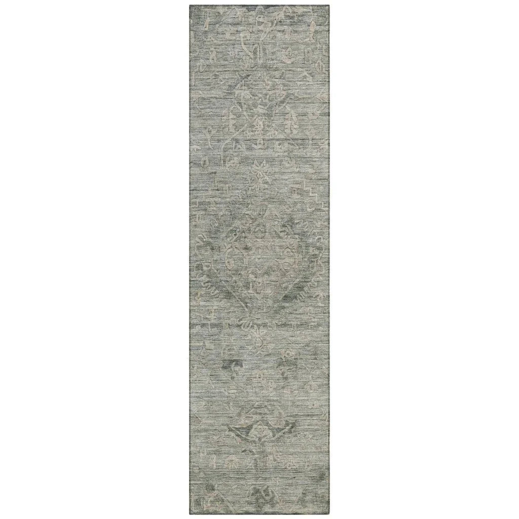 Malia Green Washable Indoor-Outdoor Rug-Outdoor Rugs-LOOMLAN Rugs-2'3" x 7'6"-LOOMLAN