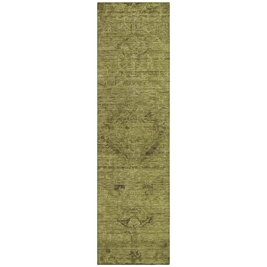 Malia Olive Washable Indoor-Outdoor Rug-Outdoor Rugs-LOOMLAN Rugs-2'3" x 7'6"-LOOMLAN