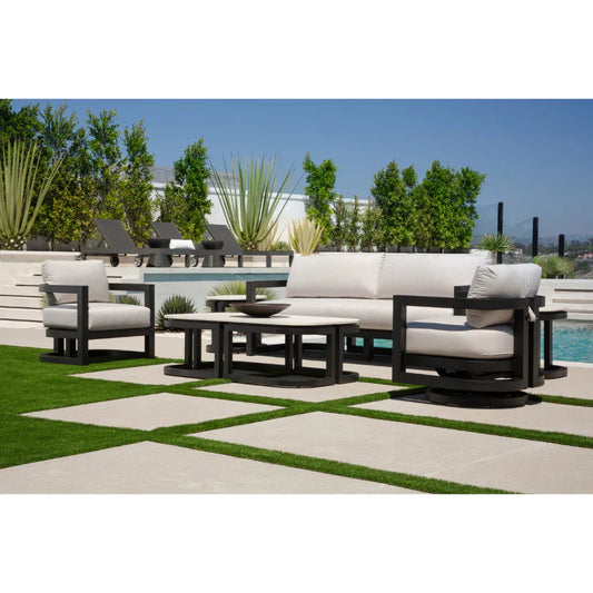 Malibu Aluminum Framed Outdoor Coffee Table-Outdoor Coffee Tables-Sunset West-LOOMLAN