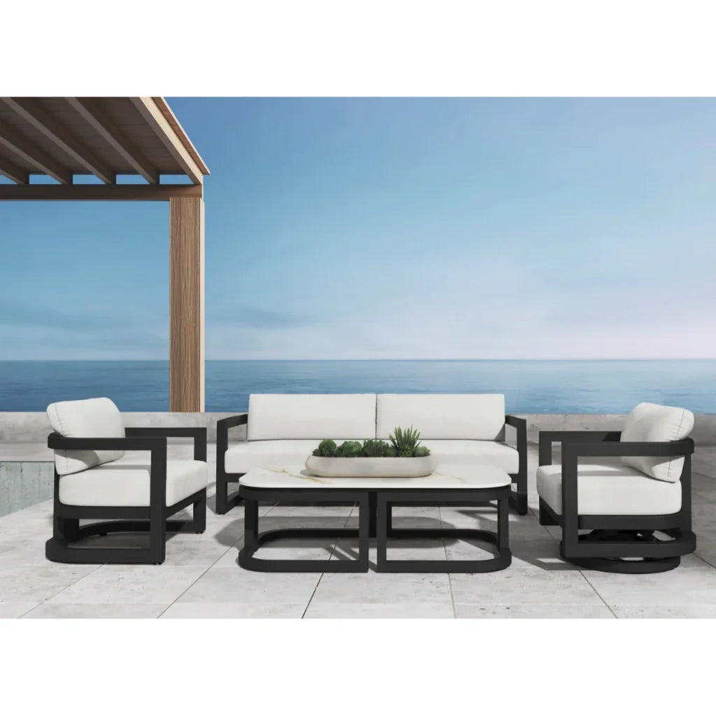 Malibu Aluminum Framed Outdoor Coffee Table-Outdoor Coffee Tables-Sunset West-LOOMLAN