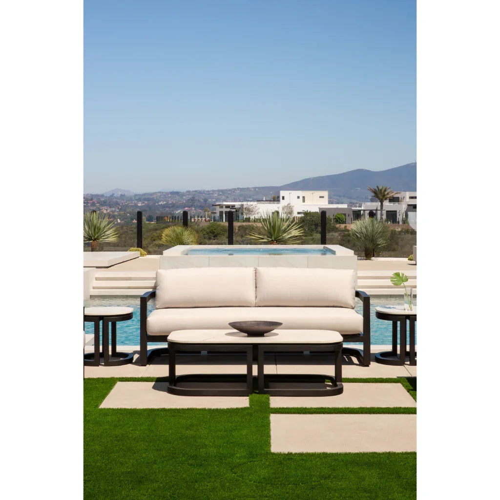 Malibu Aluminum Framed Outdoor Coffee Table-Outdoor Coffee Tables-Sunset West-LOOMLAN