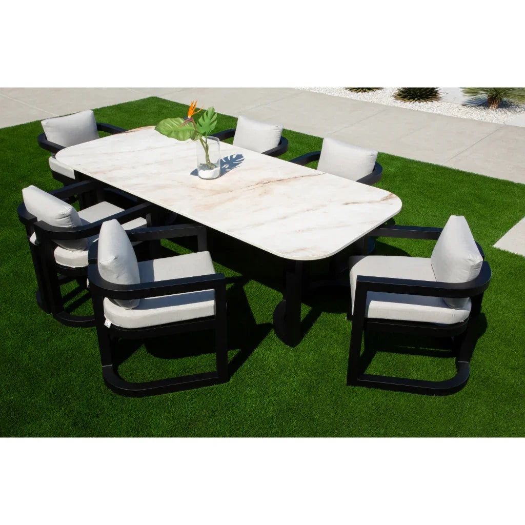 Malibu Aluminum Framed Outdoor Dining Table-Outdoor Dining Tables-Sunset West-LOOMLAN