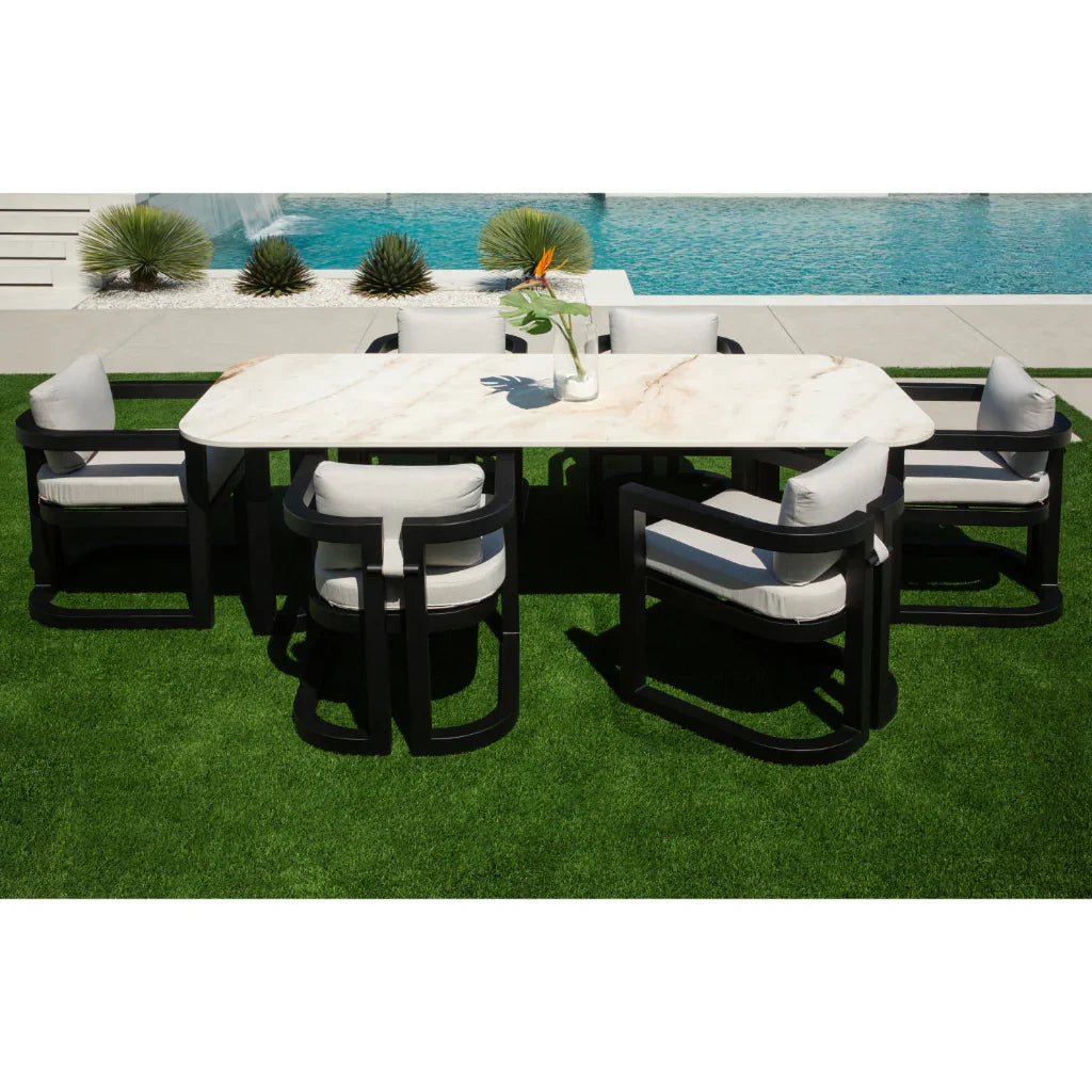 Malibu Aluminum Framed Outdoor Dining Table-Outdoor Dining Tables-Sunset West-LOOMLAN
