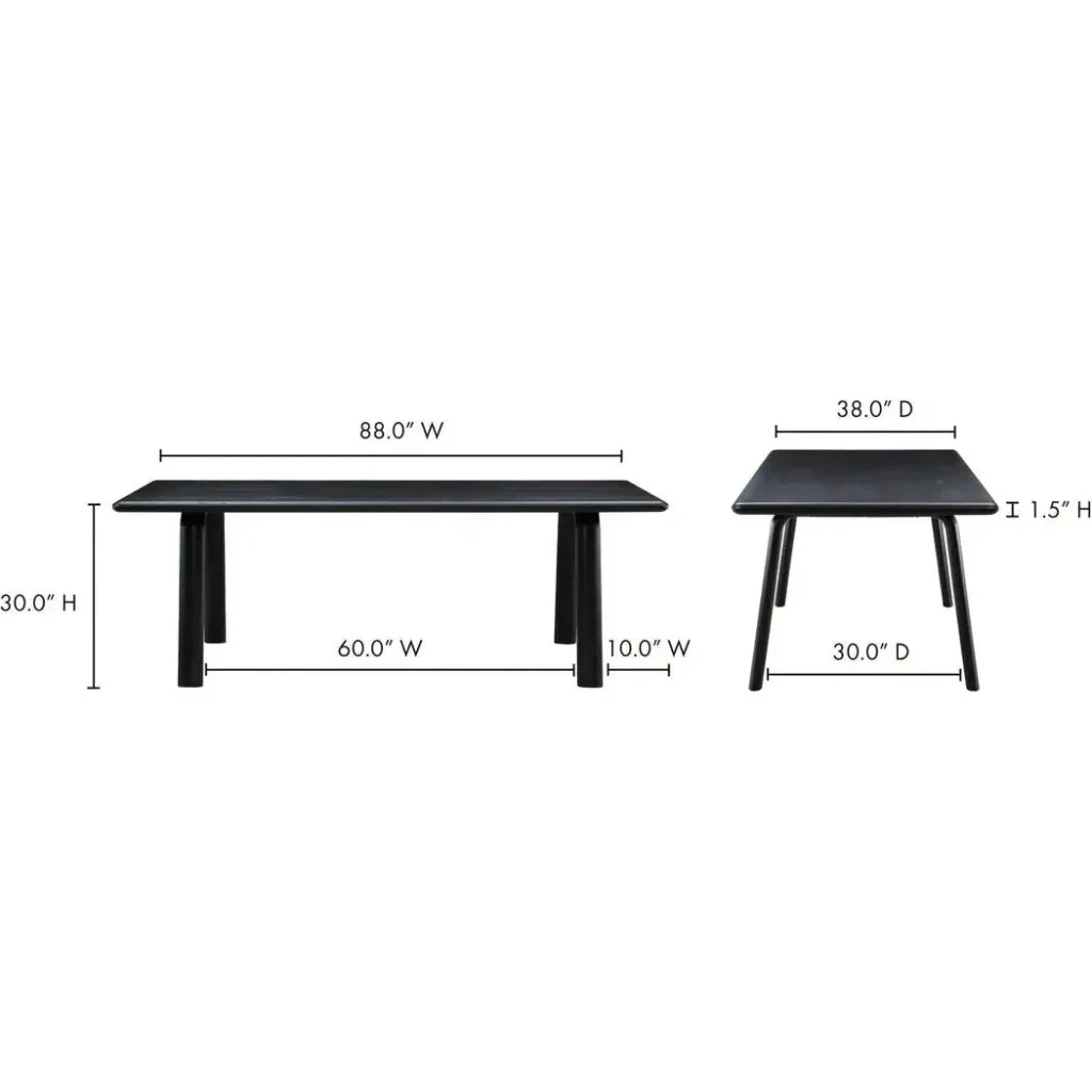 MalibuSolid Wood Black Dining Table Seats 6-Dining Tables-Moe's Home-LOOMLAN