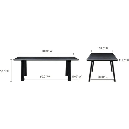 MalibuSolid Wood Black Dining Table Seats 6-Dining Tables-Moe's Home-LOOMLAN