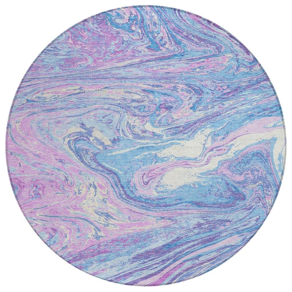 Malika Blue Washable Indoor-Outdoor Rug-Outdoor Rugs-LOOMLAN Rugs-8' x 8'-LOOMLAN