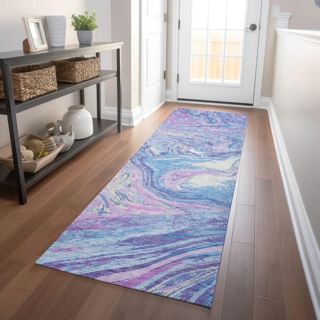 Malika Blue Washable Indoor-Outdoor Rug-Outdoor Rugs-LOOMLAN Rugs-LOOMLAN