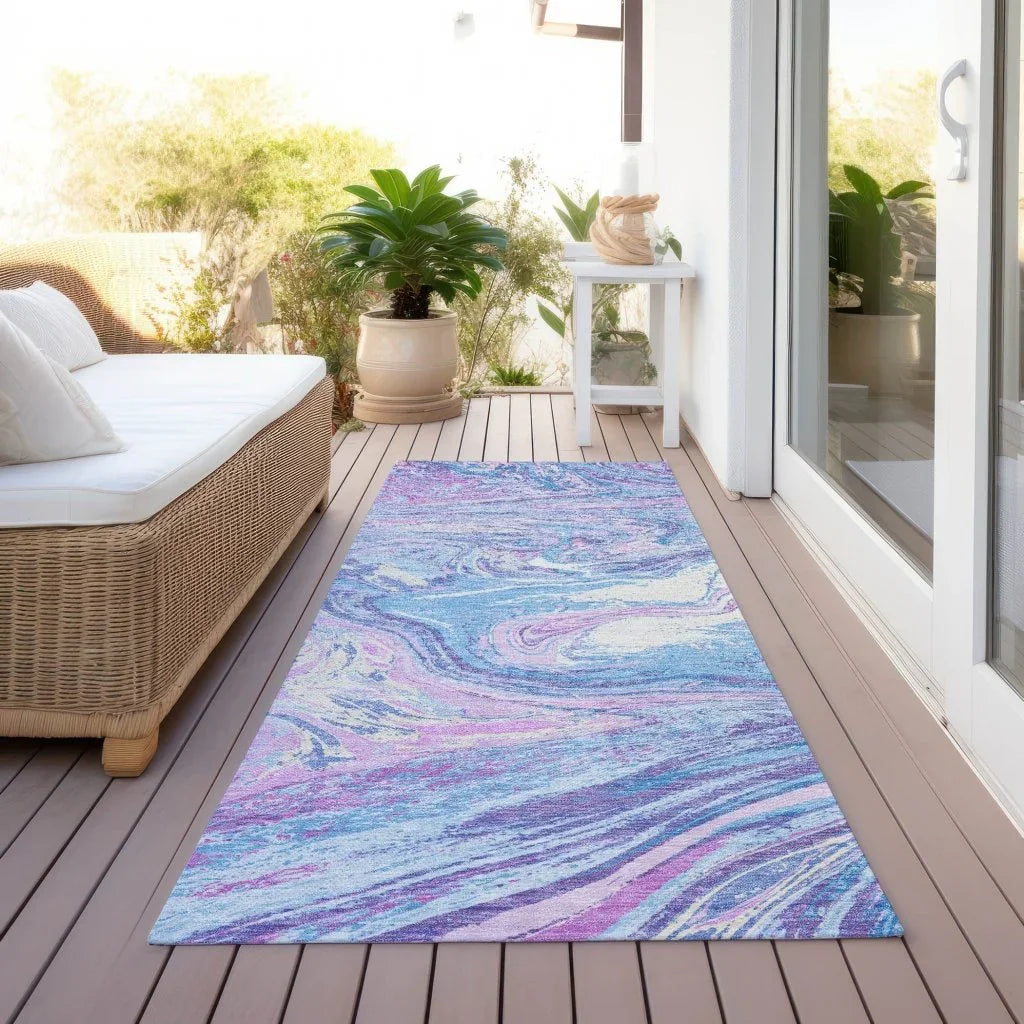 Malika Blue Washable Indoor-Outdoor Rug-Outdoor Rugs-LOOMLAN Rugs-LOOMLAN