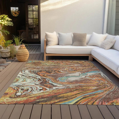 Malika Brown Washable Indoor-Outdoor Rug-Outdoor Rugs-LOOMLAN Rugs-LOOMLAN