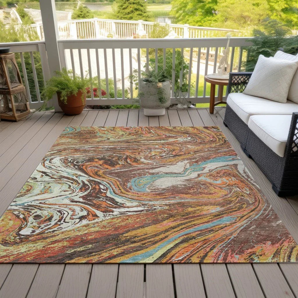 Malika Brown Washable Indoor-Outdoor Rug-Outdoor Rugs-LOOMLAN Rugs-LOOMLAN