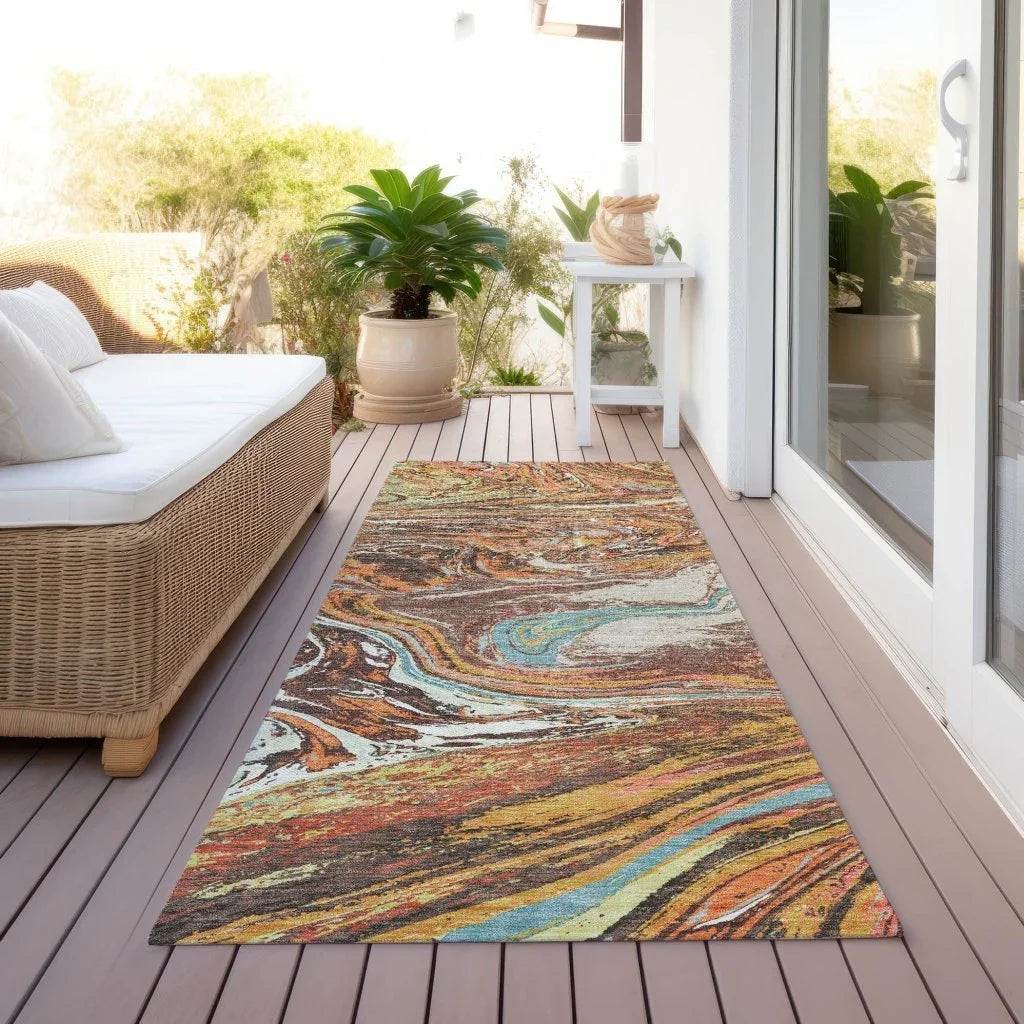 Malika Brown Washable Indoor-Outdoor Rug-Outdoor Rugs-LOOMLAN Rugs-LOOMLAN