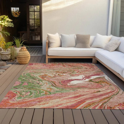 Malika Coral Washable Indoor-Outdoor Rug-Outdoor Rugs-LOOMLAN Rugs-LOOMLAN