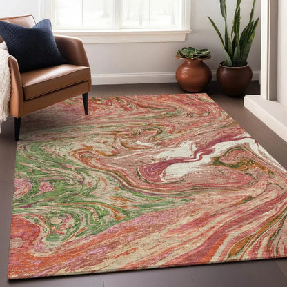 Malika Coral Washable Indoor-Outdoor Rug-Outdoor Rugs-LOOMLAN Rugs-LOOMLAN