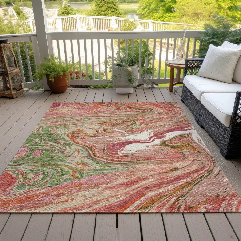 Malika Coral Washable Indoor-Outdoor Rug-Outdoor Rugs-LOOMLAN Rugs-LOOMLAN