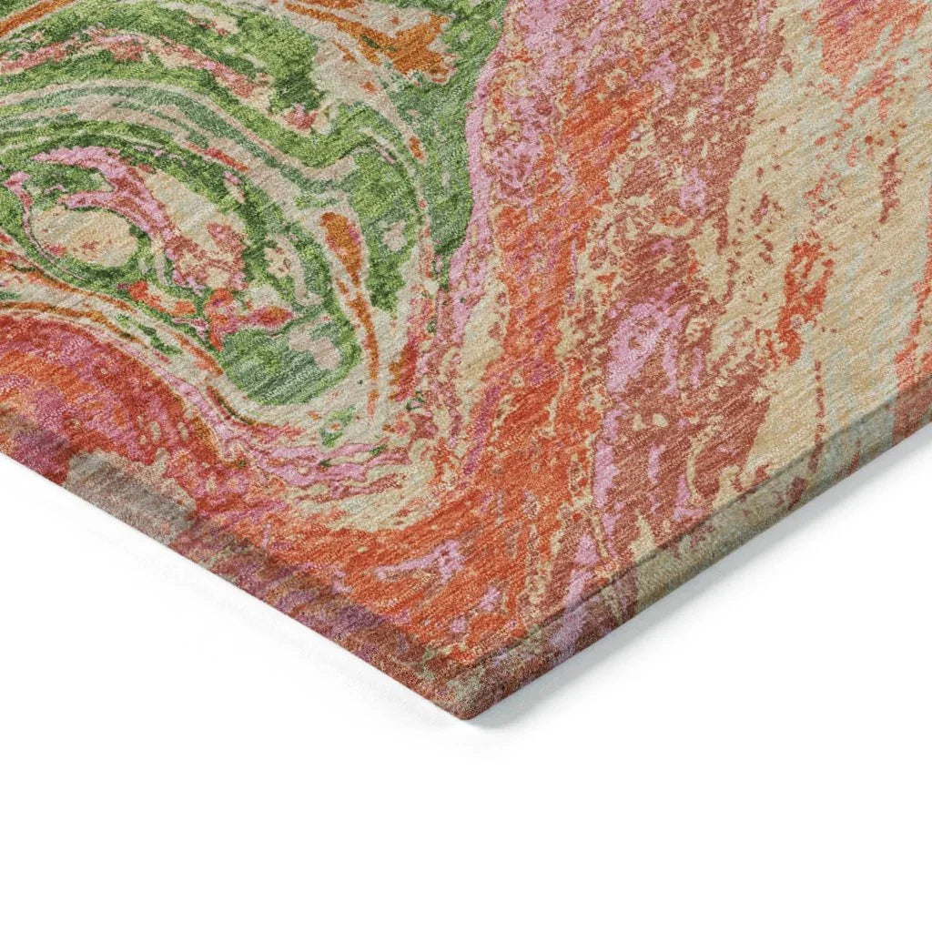 Malika Coral Washable Indoor-Outdoor Rug-Outdoor Rugs-LOOMLAN Rugs-LOOMLAN