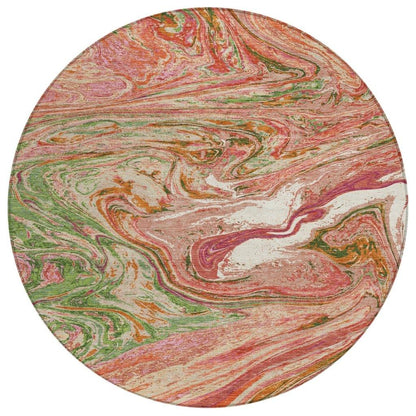 Malika Coral Washable Indoor-Outdoor Rug-Outdoor Rugs-LOOMLAN Rugs-8' x 8'-LOOMLAN