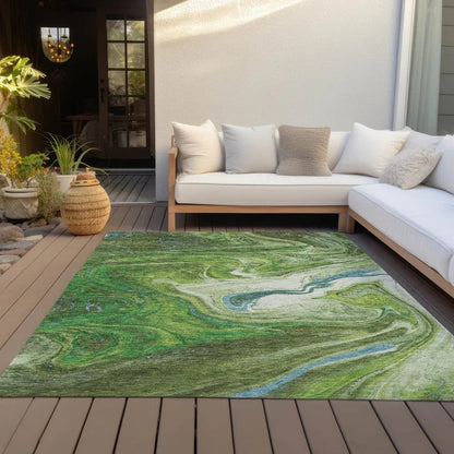 Malika Green Washable Indoor-Outdoor Rug-Outdoor Rugs-LOOMLAN Rugs-LOOMLAN