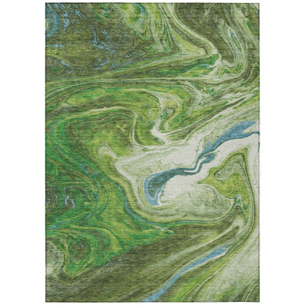 Malika Green Washable Indoor-Outdoor Rug-Outdoor Rugs-LOOMLAN Rugs-2'6" x 3'10"-LOOMLAN