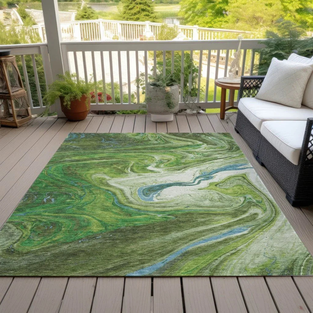 Malika Green Washable Indoor-Outdoor Rug-Outdoor Rugs-LOOMLAN Rugs-LOOMLAN