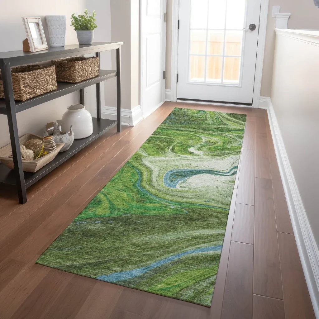 Malika Green Washable Indoor-Outdoor Rug-Outdoor Rugs-LOOMLAN Rugs-LOOMLAN