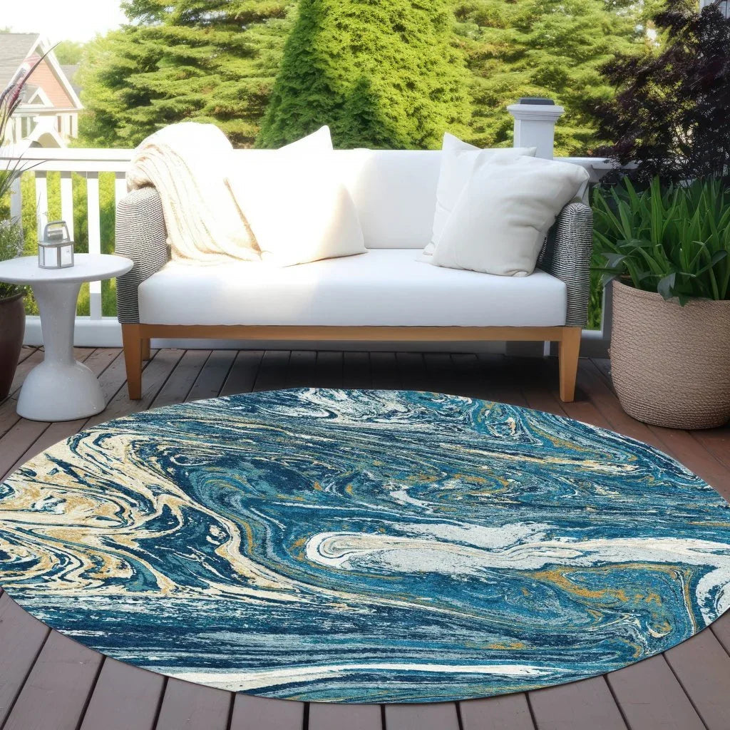 Malika Navy Washable Indoor-Outdoor Rug-Outdoor Rugs-LOOMLAN Rugs-LOOMLAN