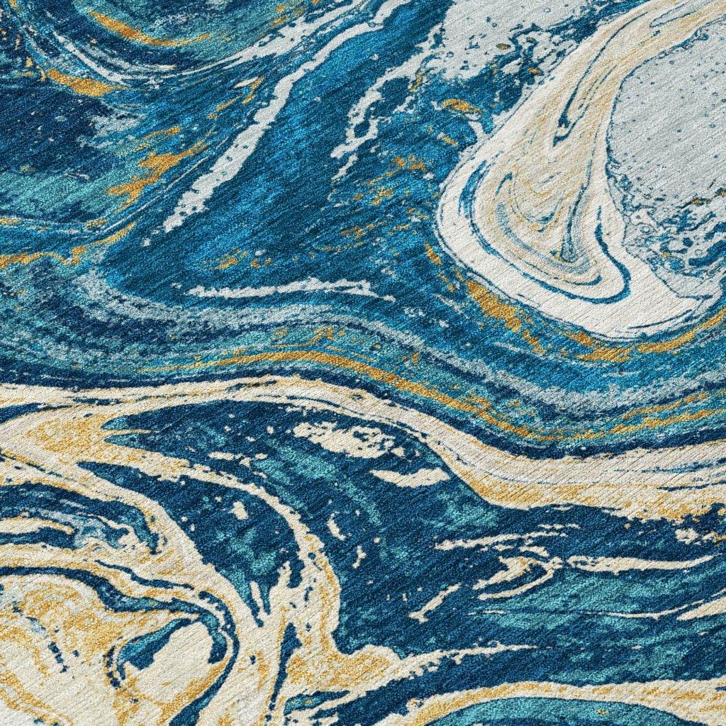 Malika Navy Washable Indoor-Outdoor Rug-Outdoor Rugs-LOOMLAN Rugs-LOOMLAN