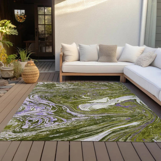 Malika Olive Washable Indoor-Outdoor Rug-Outdoor Rugs-LOOMLAN Rugs-LOOMLAN