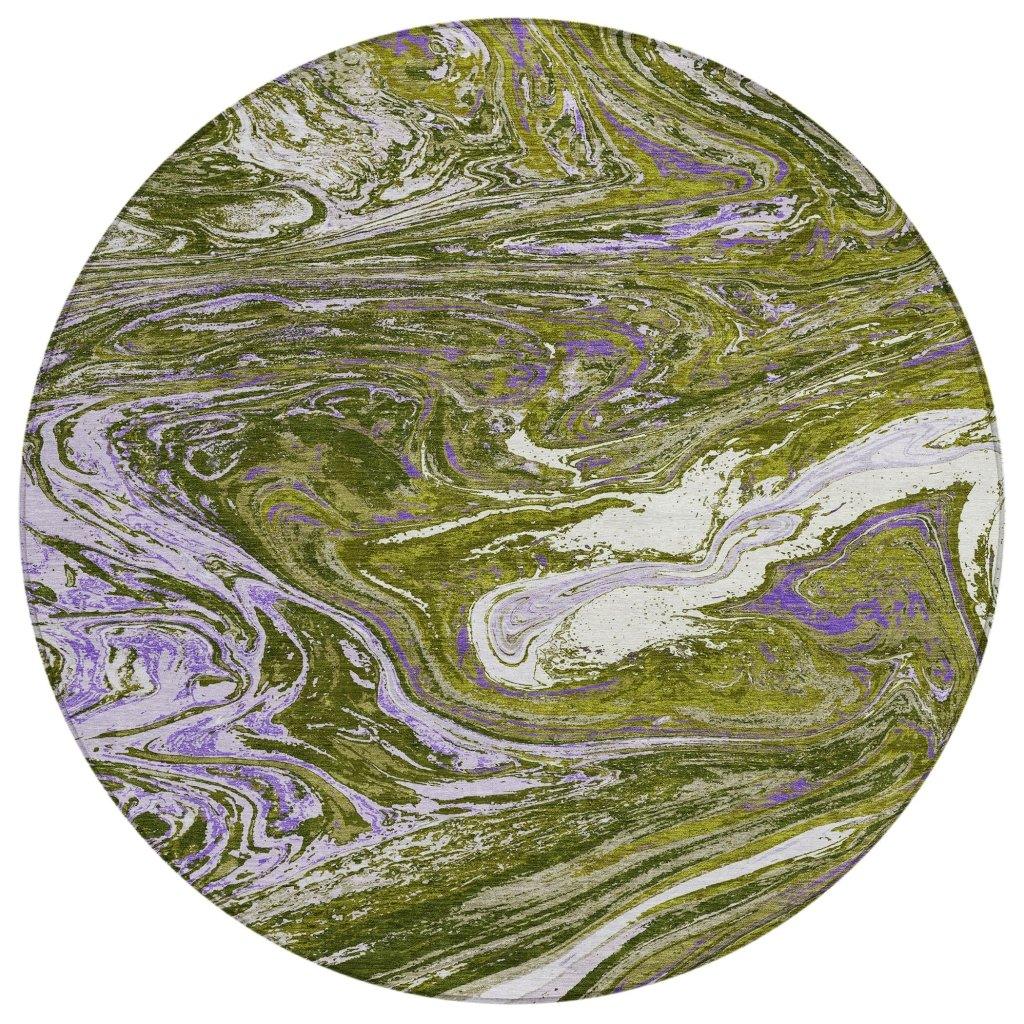 Malika Olive Washable Indoor-Outdoor Rug-Outdoor Rugs-LOOMLAN Rugs-8' x 8'-LOOMLAN