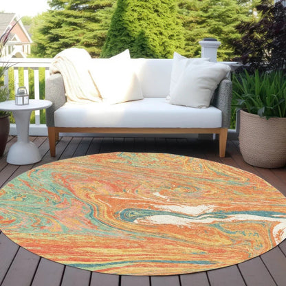 Malika Orange Washable Indoor-Outdoor Rug-Outdoor Rugs-LOOMLAN Rugs-LOOMLAN