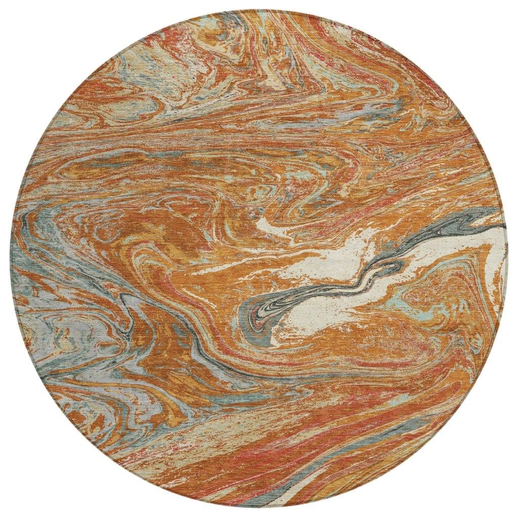 Malika Paprika Washable Indoor-Outdoor Rug-Outdoor Rugs-LOOMLAN Rugs-8' x 8'-LOOMLAN