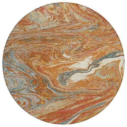 Malika Paprika Washable Indoor-Outdoor Rug-Outdoor Rugs-LOOMLAN Rugs-8' x 8'-LOOMLAN